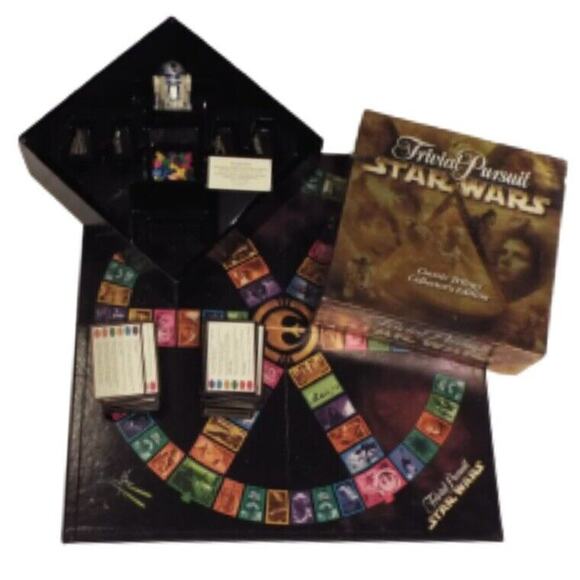 Vintage Trivial Pursuit Star Wars Classic Trilogy Complete Pewter Board Game